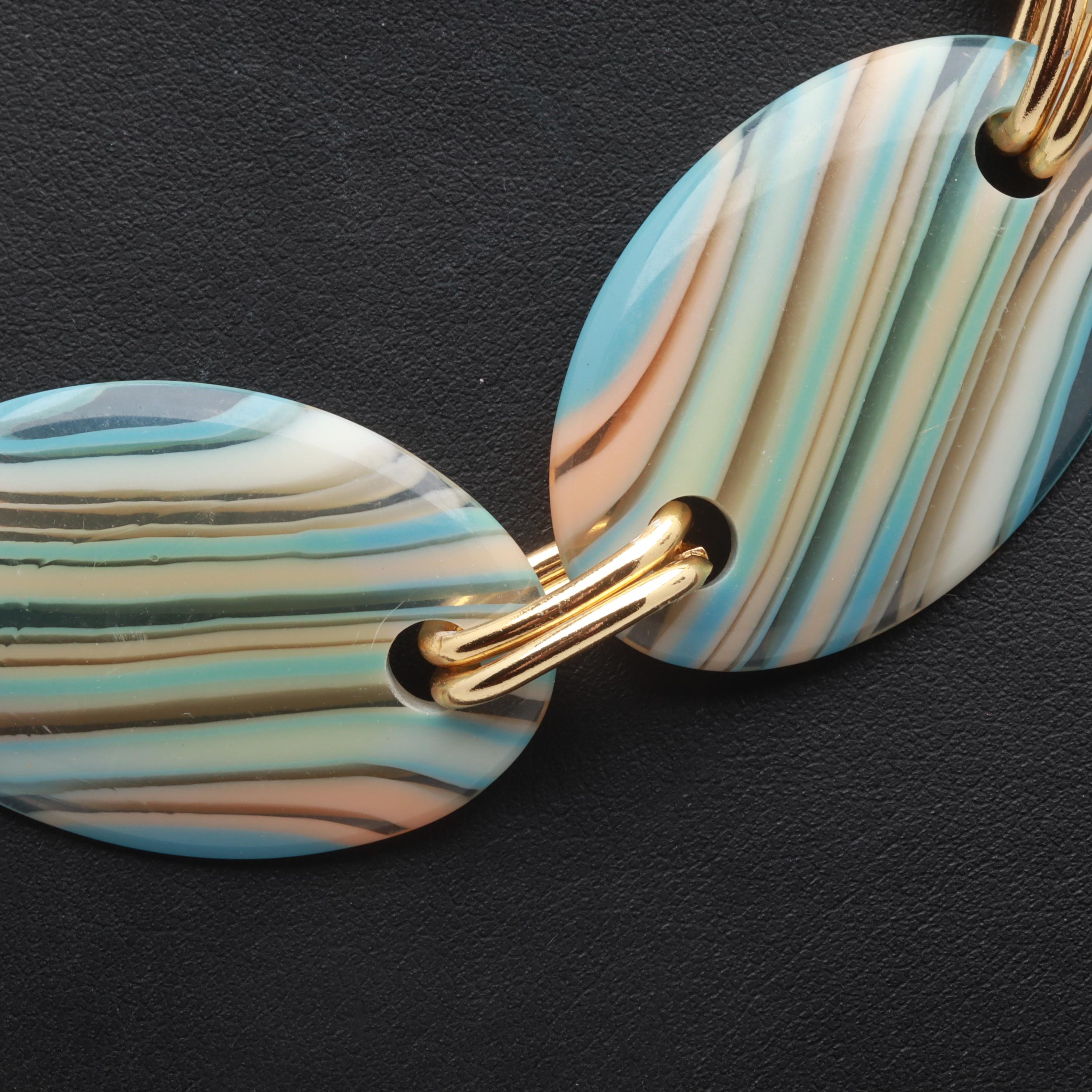 Gold Tone Plastic Linked Necklace