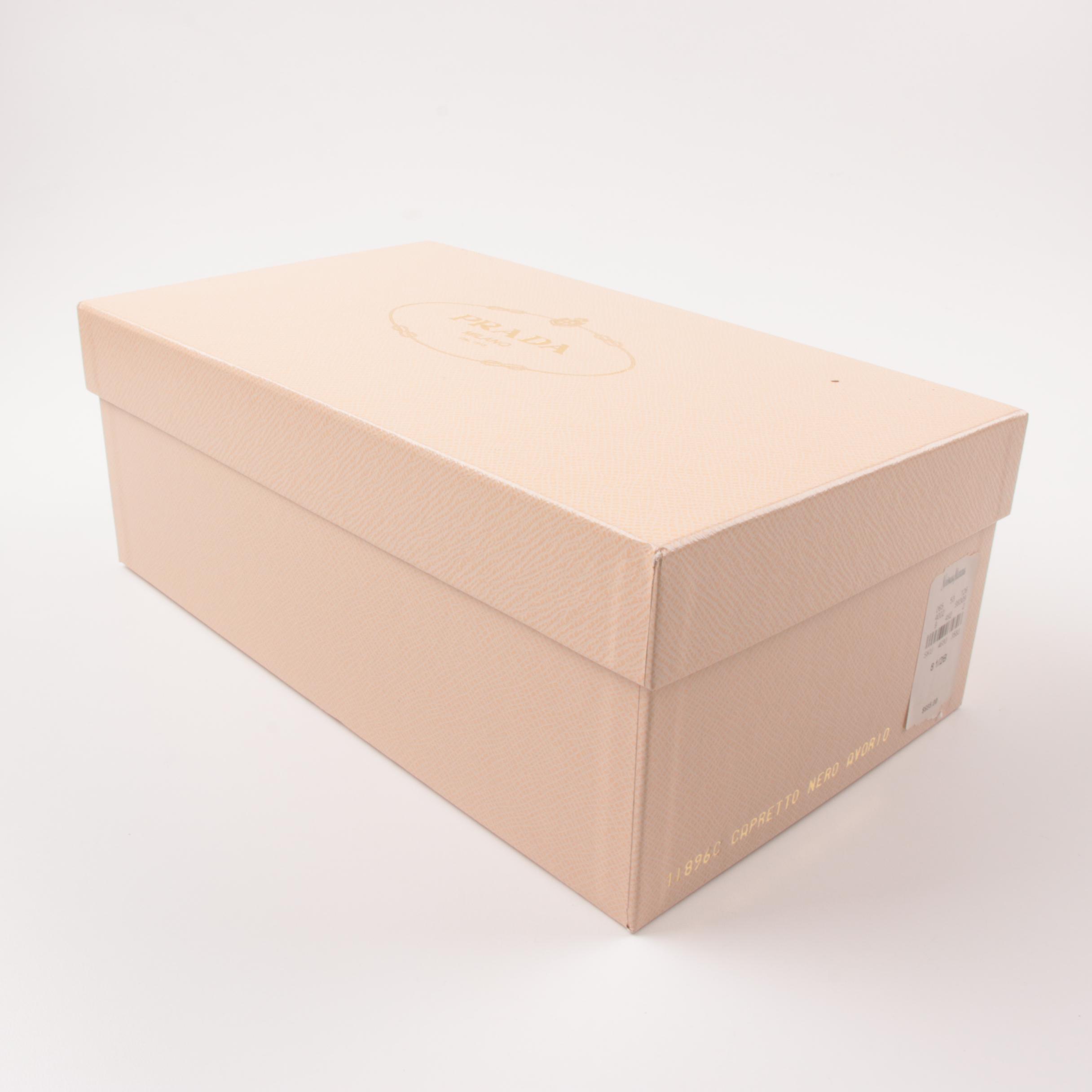 Prada Capretto Black and White Woven Pumps, Made in Italy