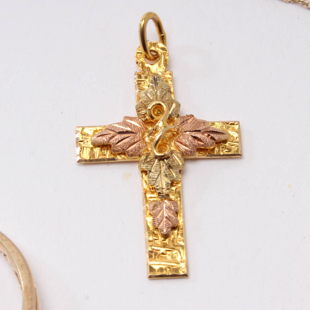 10K Yellow Gold and Diamond Ring With Necklace and Pendants