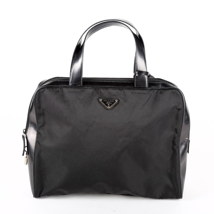 Vintage Prada Black Nylon and Patent Leather Handbag