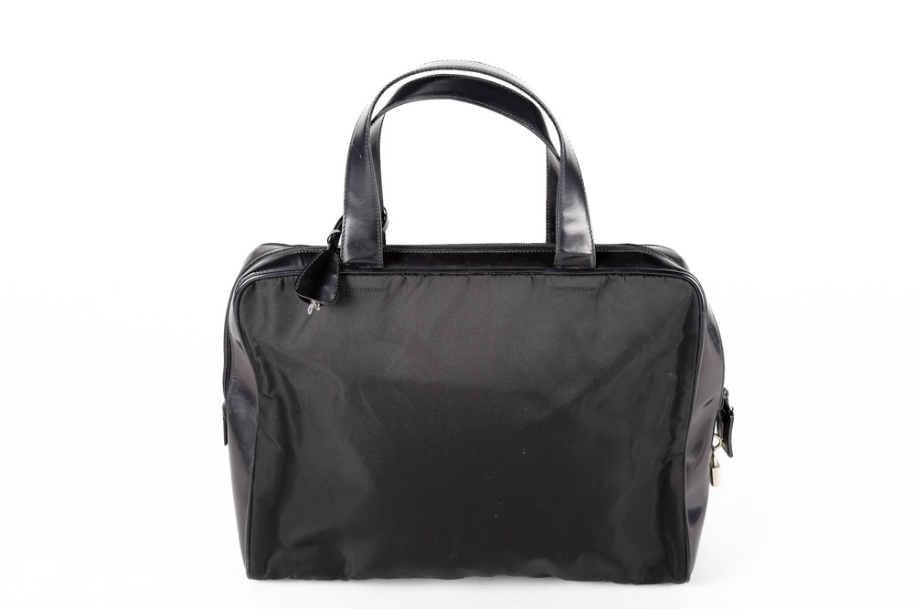 Vintage Prada Black Nylon and Patent Leather Handbag