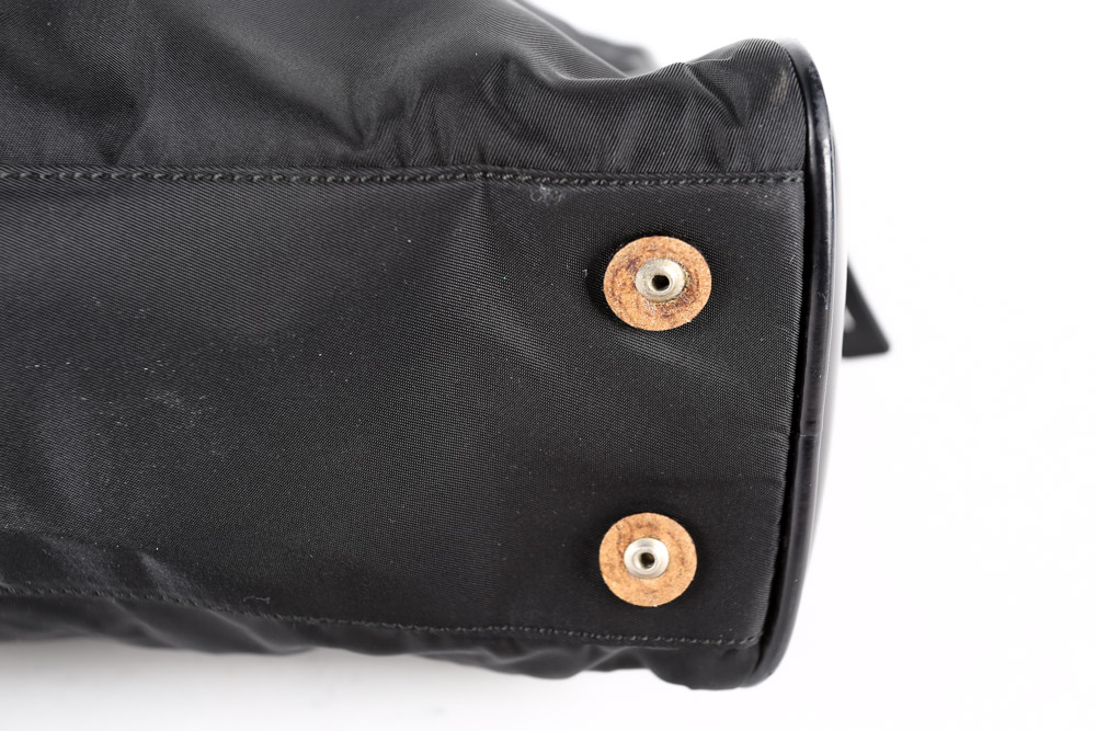 Vintage Prada Black Nylon and Patent Leather Handbag