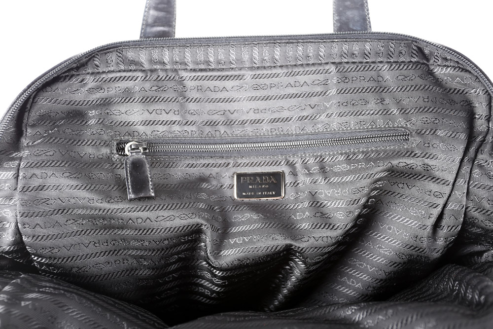 Vintage Prada Black Nylon and Patent Leather Handbag