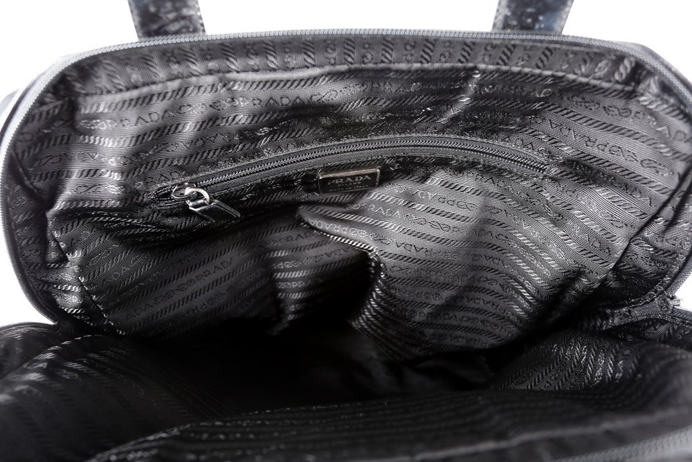 Vintage Prada Black Nylon and Patent Leather Handbag