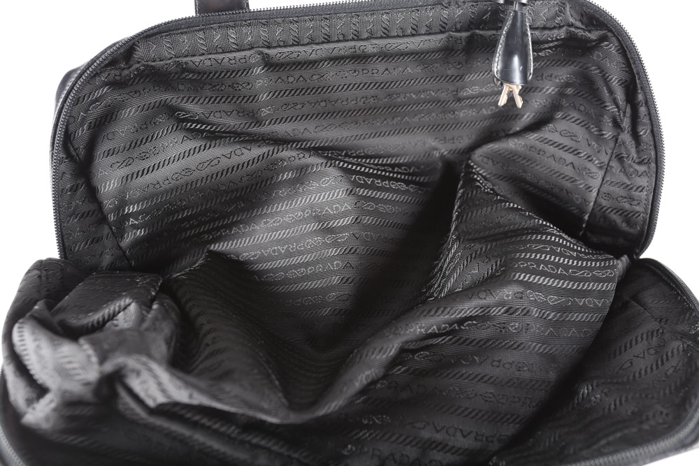 Vintage Prada Black Nylon and Patent Leather Handbag