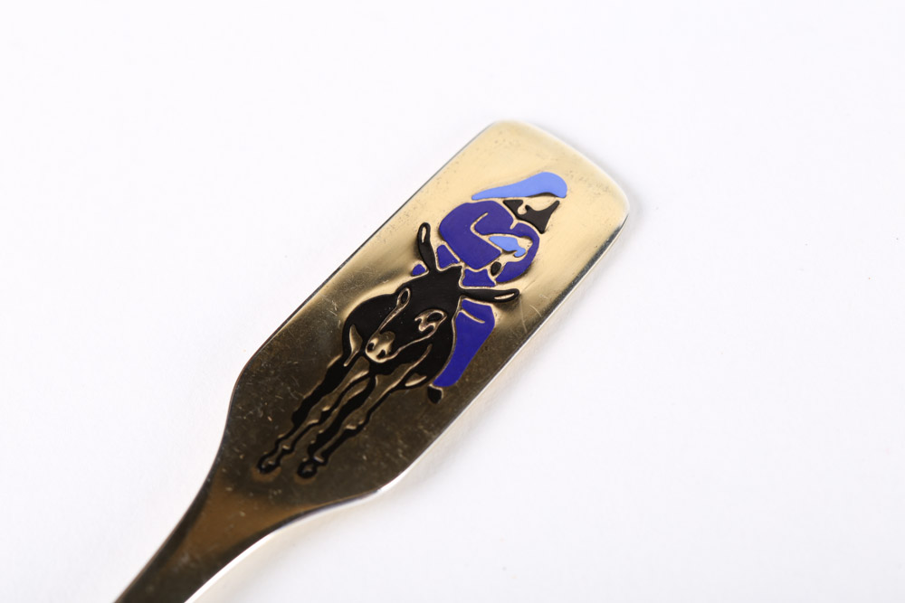 Anton Michelsen Danish Enameled Sterling Silver Christmas Forks, Late 1960s