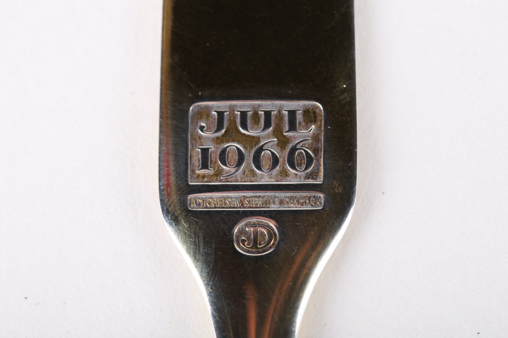 Anton Michelsen Danish Enameled Sterling Silver Christmas Forks, Late 1960s