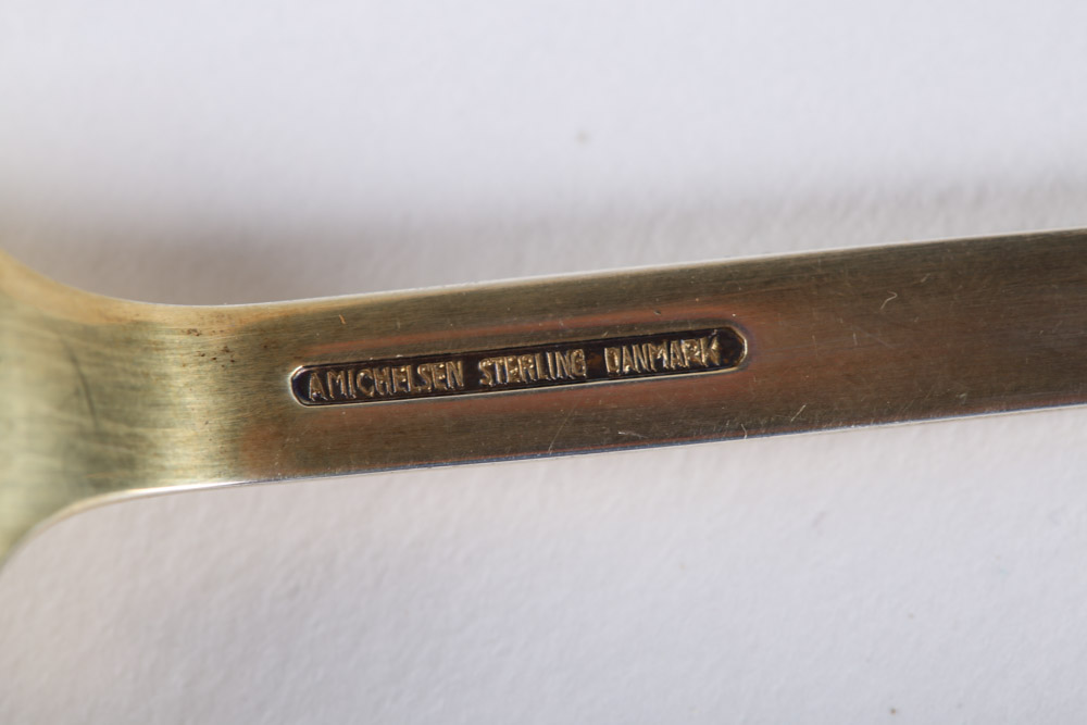 Anton Michelsen Danish Enameled Sterling Silver Christmas Forks, Late 1960s