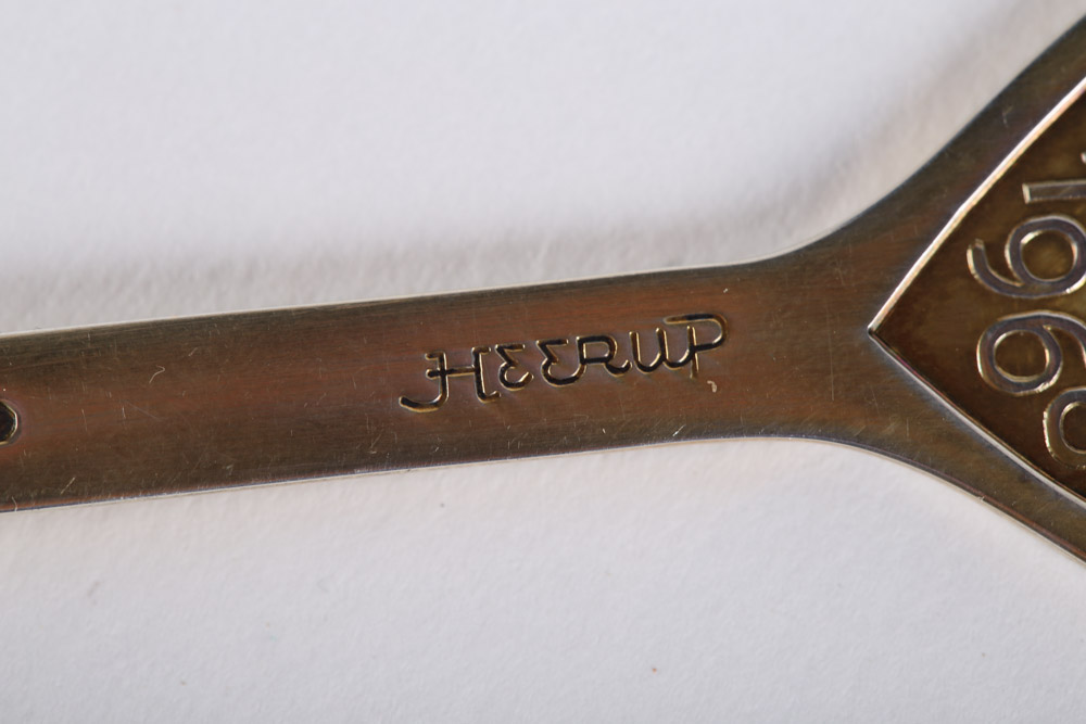 Anton Michelsen Danish Enameled Sterling Silver Christmas Forks, Late 1960s