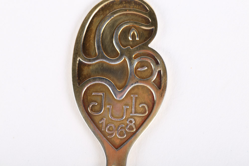 Anton Michelsen Danish Enameled Sterling Silver Christmas Forks, Late 1960s