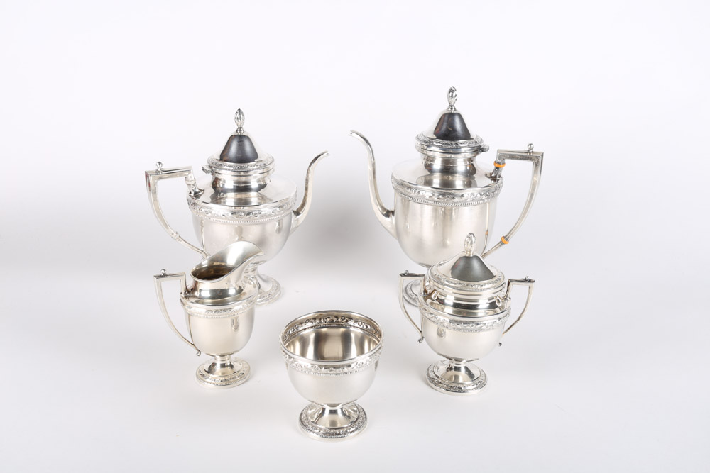 Frank M. Whiting Sterling Silver Tea and Coffee Service Set, Early 20th Century