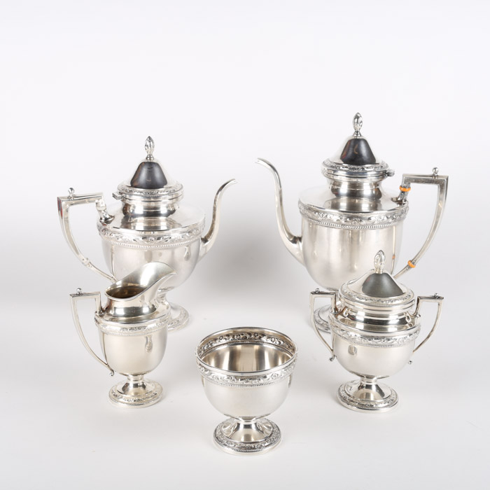 Frank M. Whiting Sterling Silver Tea and Coffee Service Set, Early 20th Century