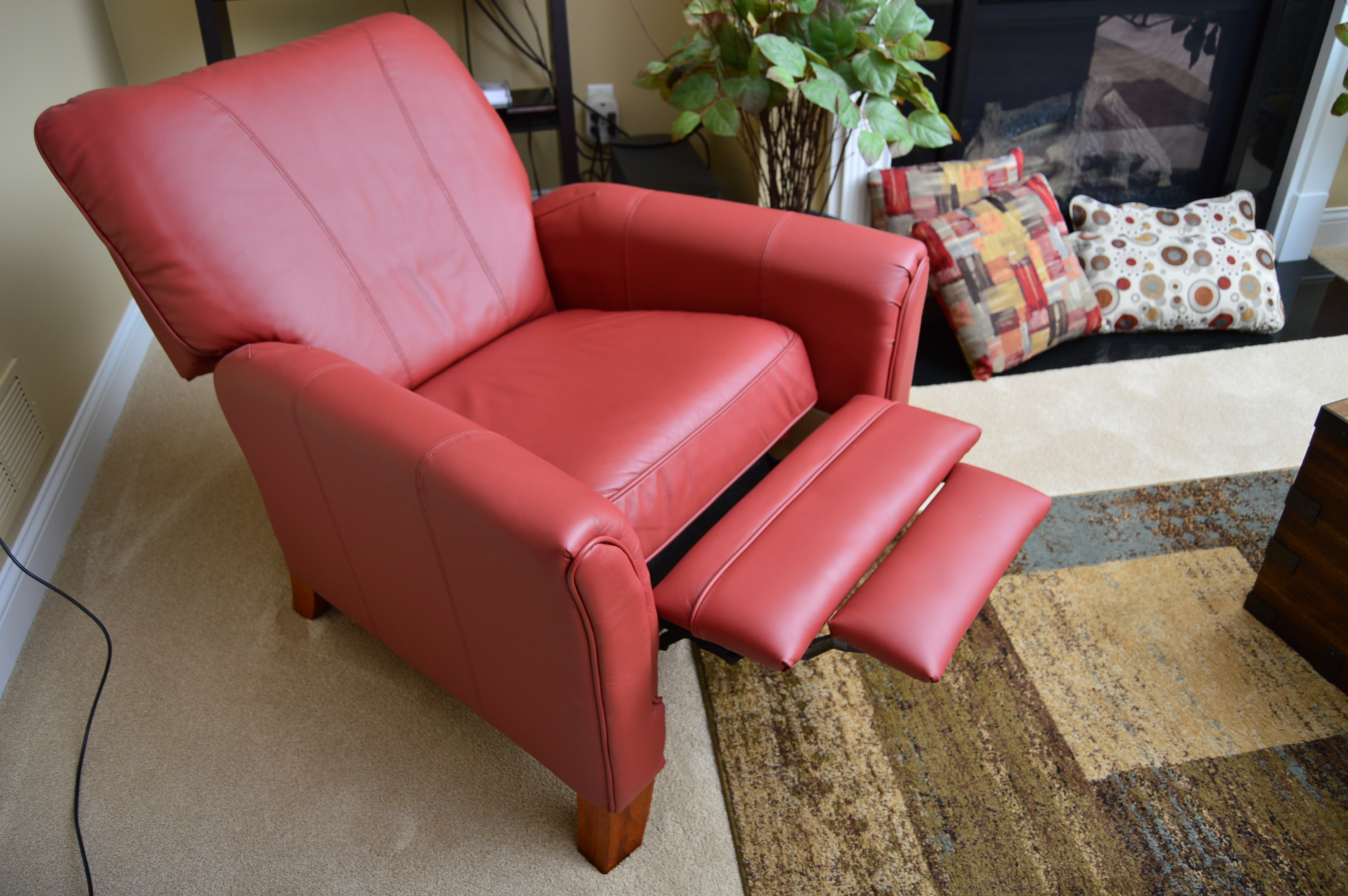 La-Z-Boy Red Leather Recliner