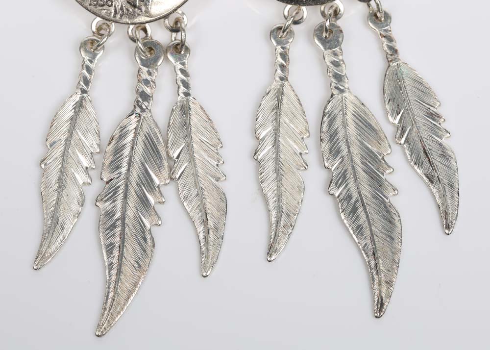 Sterling Silver Framed 1934 and 1935 Buffalo Nickel Earrings