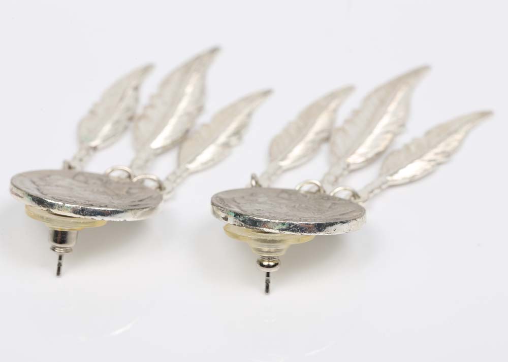 Sterling Silver Framed 1934 and 1935 Buffalo Nickel Earrings