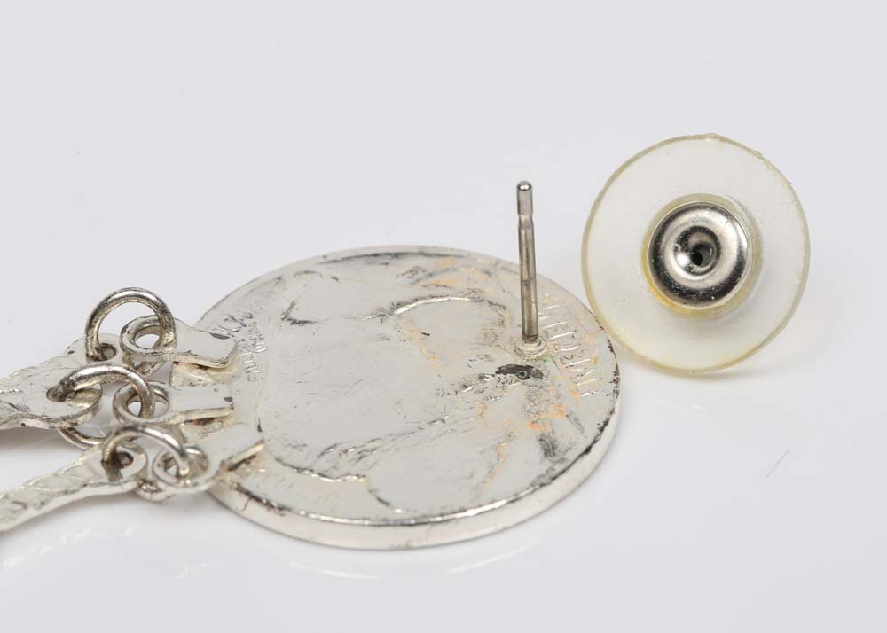 Sterling Silver Framed 1934 and 1935 Buffalo Nickel Earrings