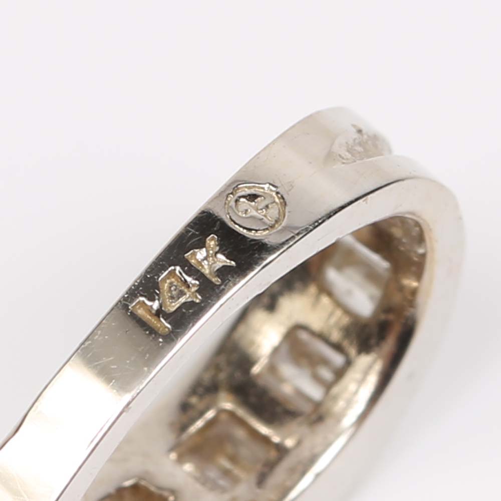 14K White Gold Baguette Diamond Pendant