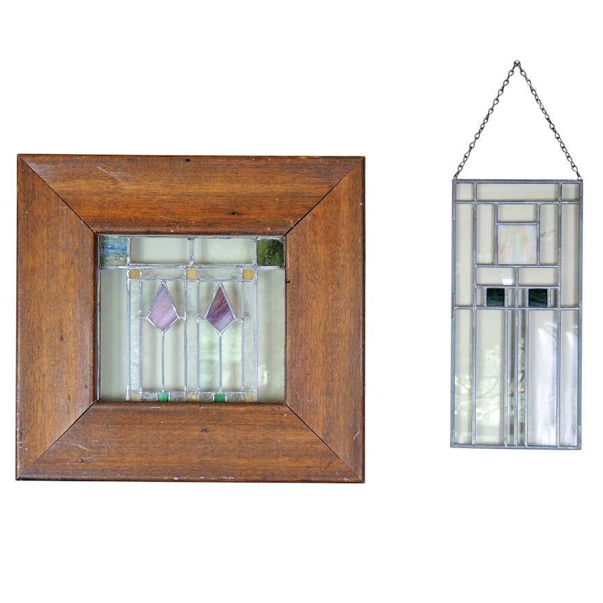 Slag Glass Window Panel and Sun Catcher