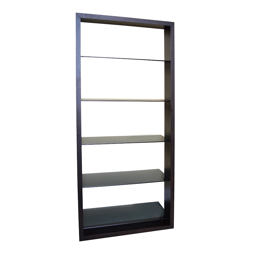 Contemporary Trestle Bookcase with Glass Shelves