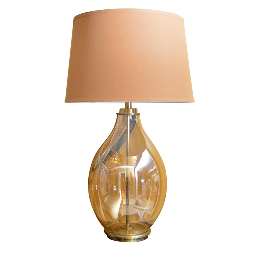 Contemporary Amber Glass Table Lamp