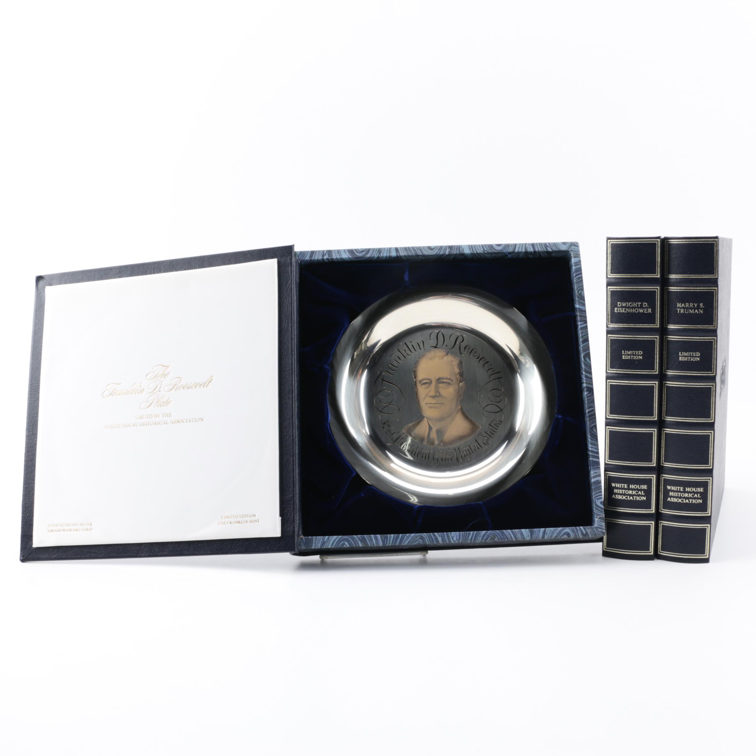 Franklin Mint Sterling and 24K Gold Roosevelt, Eisenhower, and Truman Plates