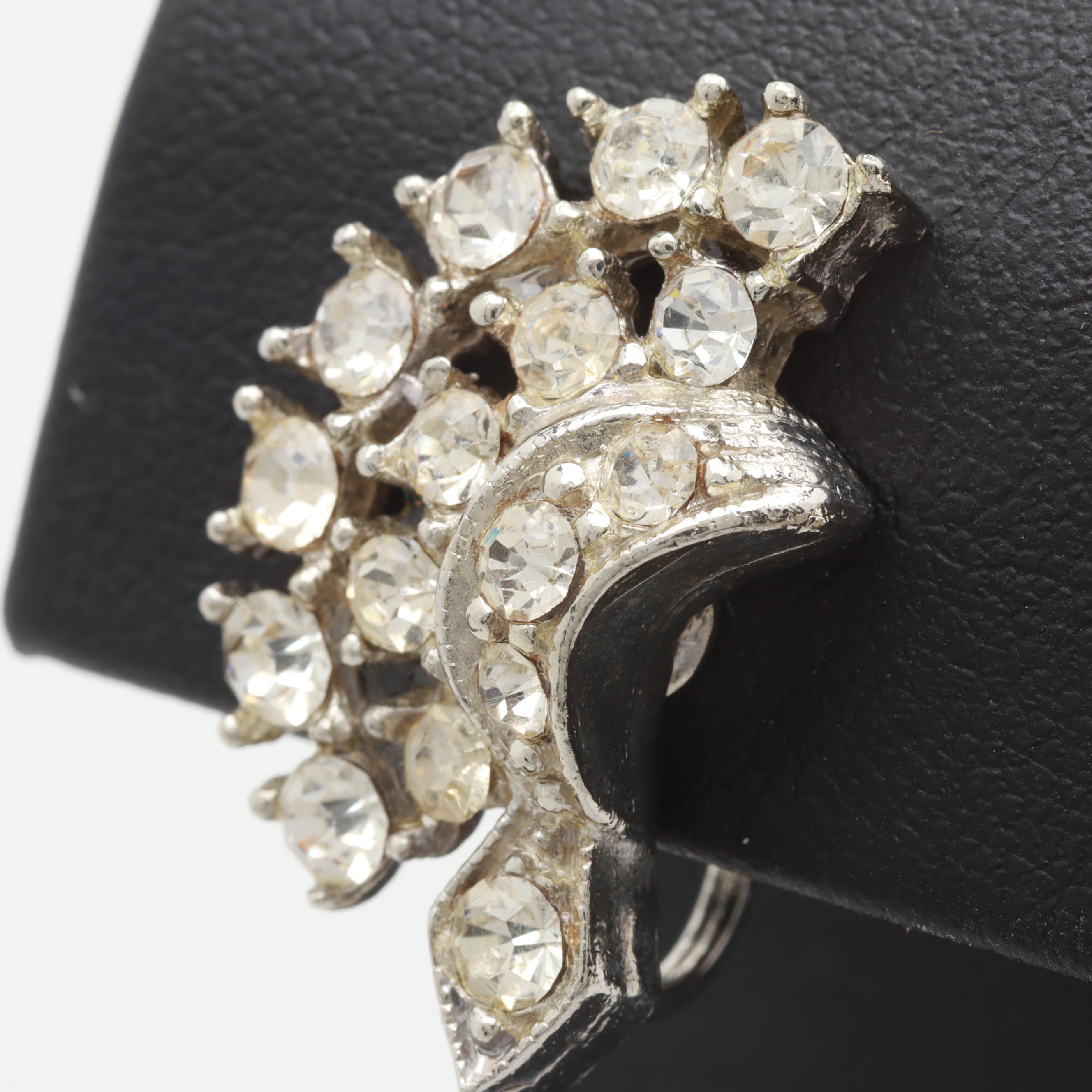 Silver Tone Foilback Glass Earrings and Necklace