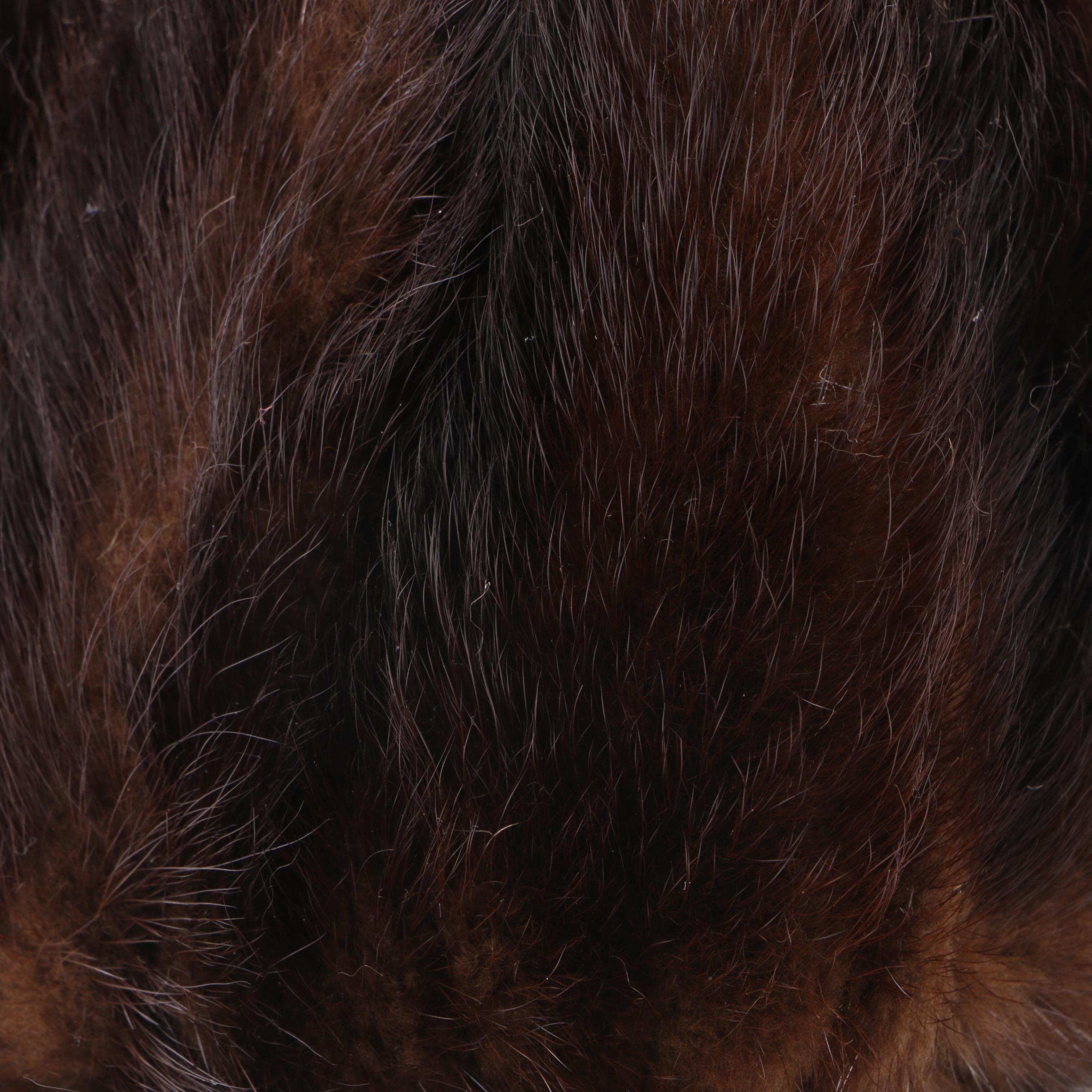 Women's Vintage Mink Fur Hat and Black Chenille Hat Trimmed in Mink Fur