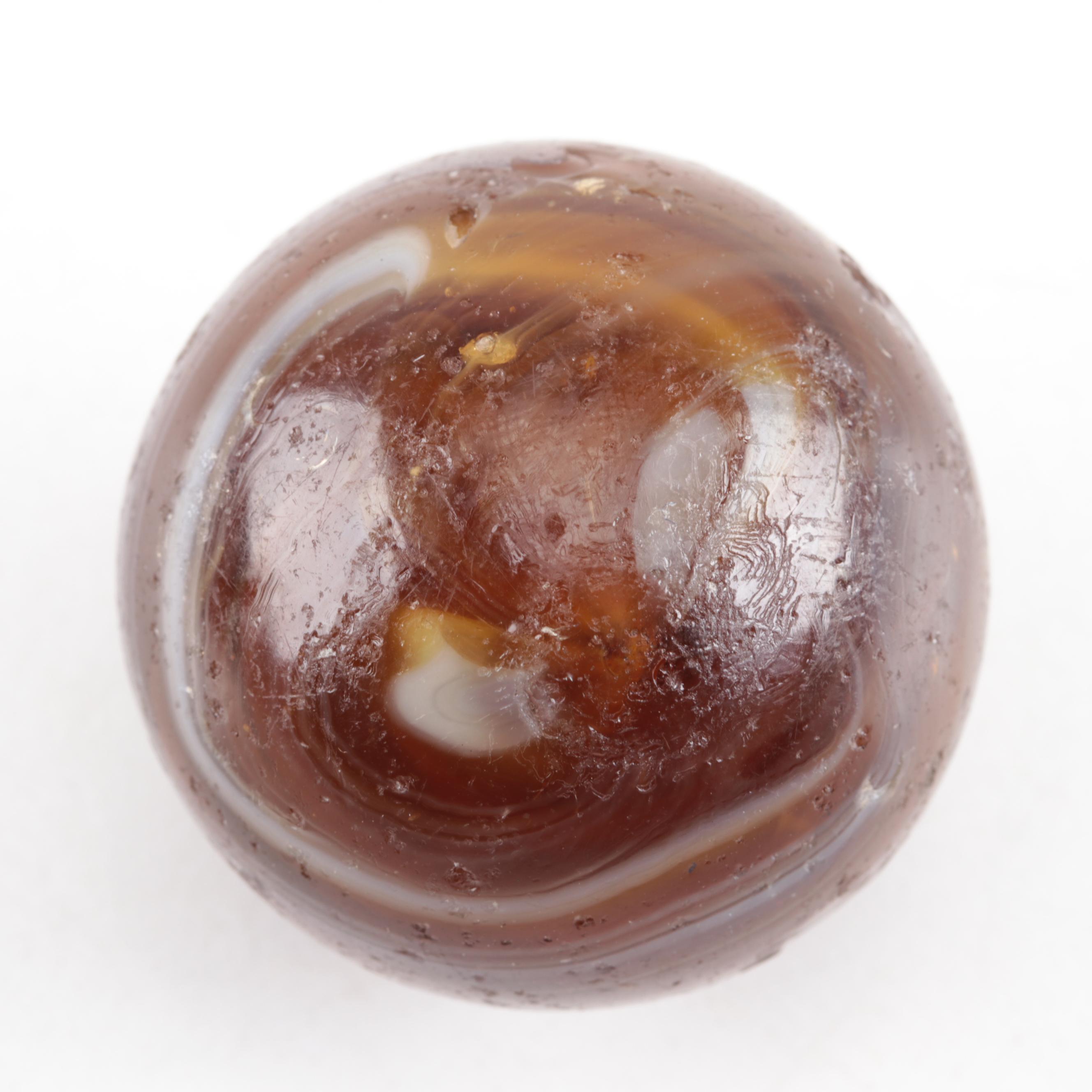 Vintage Brown and White Aggie Glass Marble