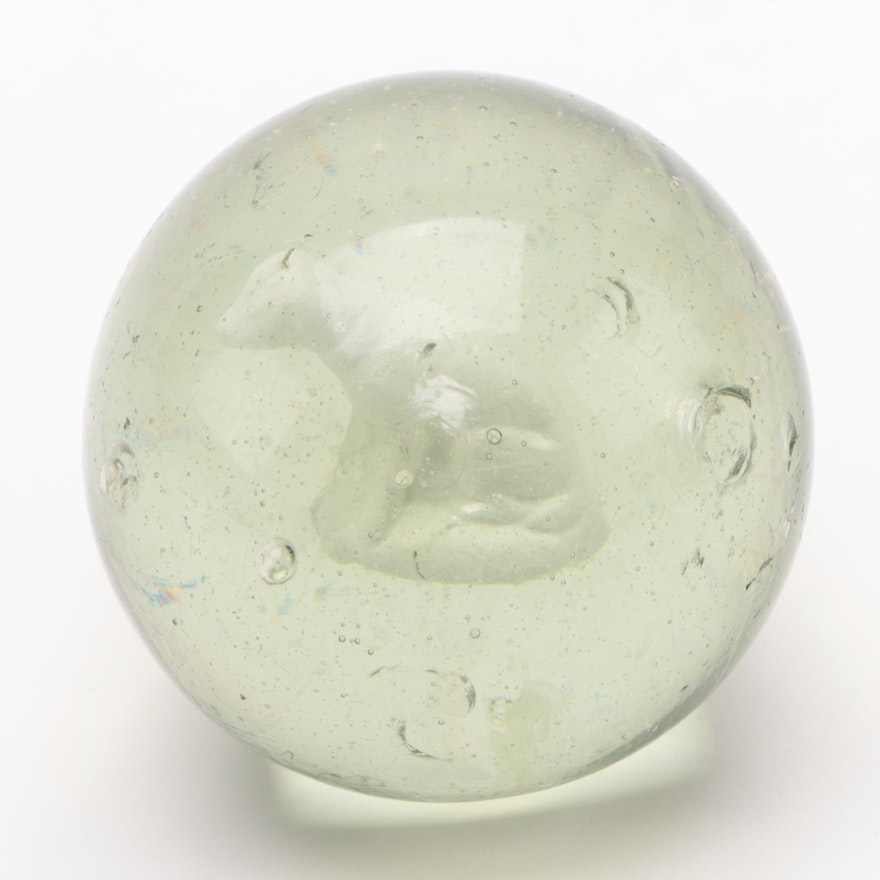 Vintage Sulphide Marble with Dog Figure