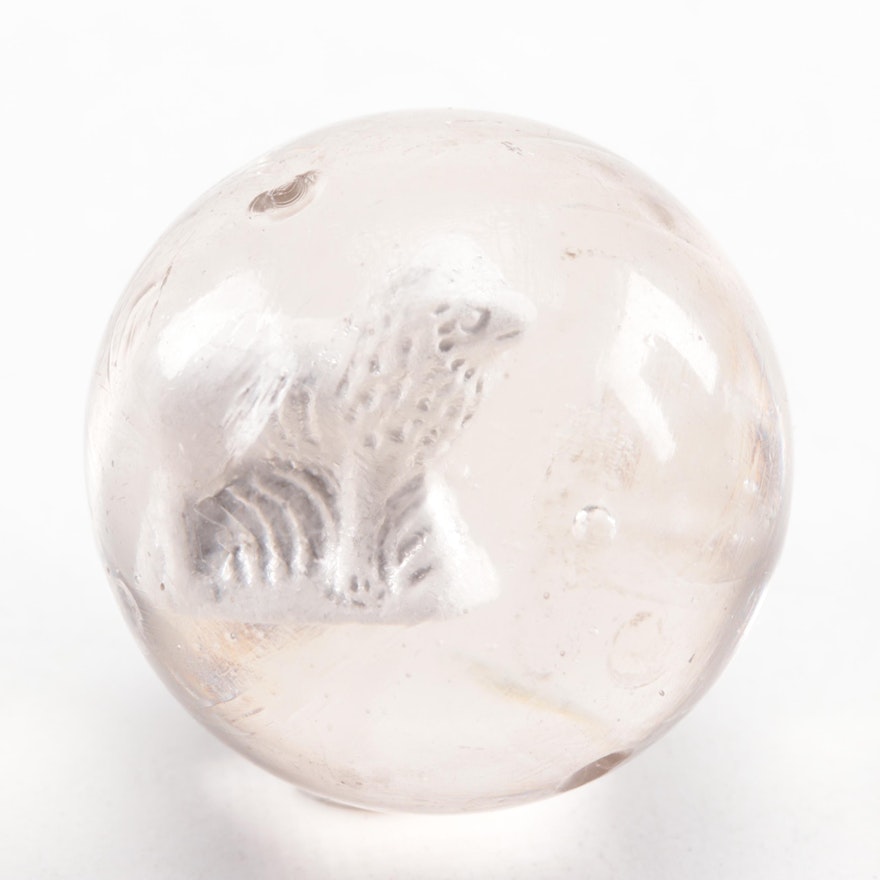 Vintage Sulphide Marble with Lion Figure