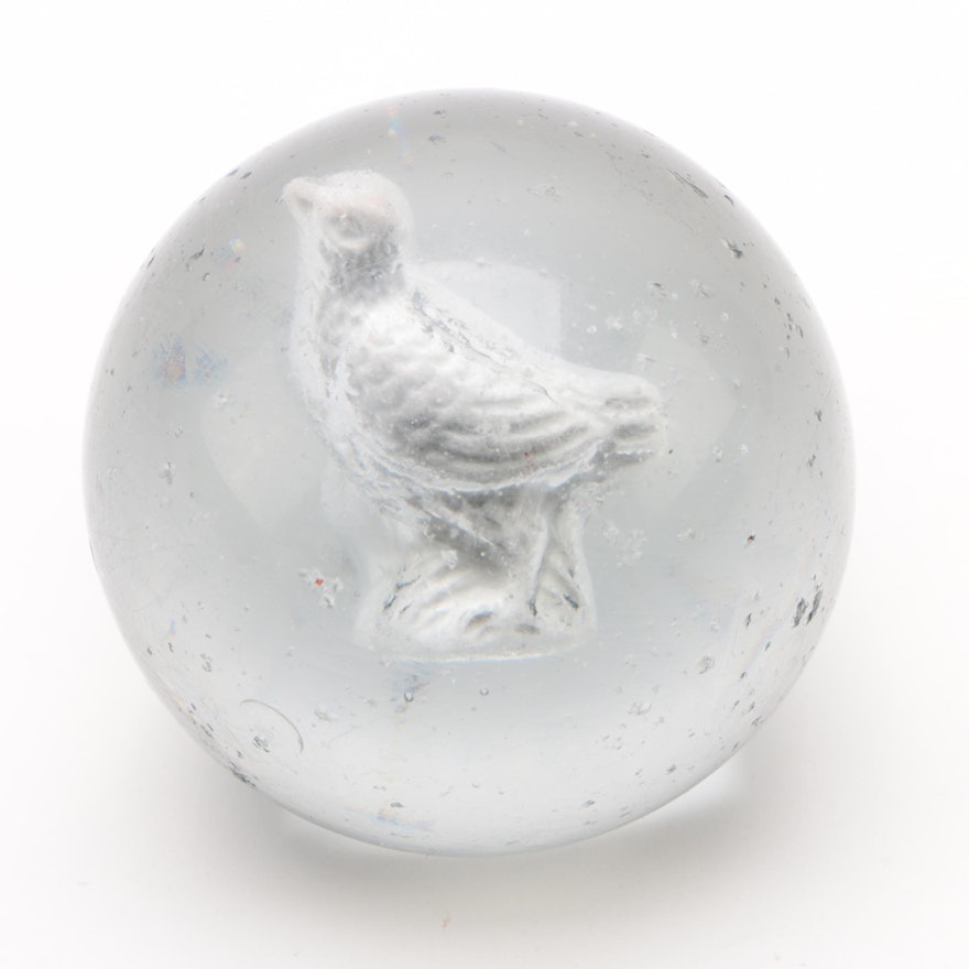 Vintage Sulphide Marble with Bird Figure