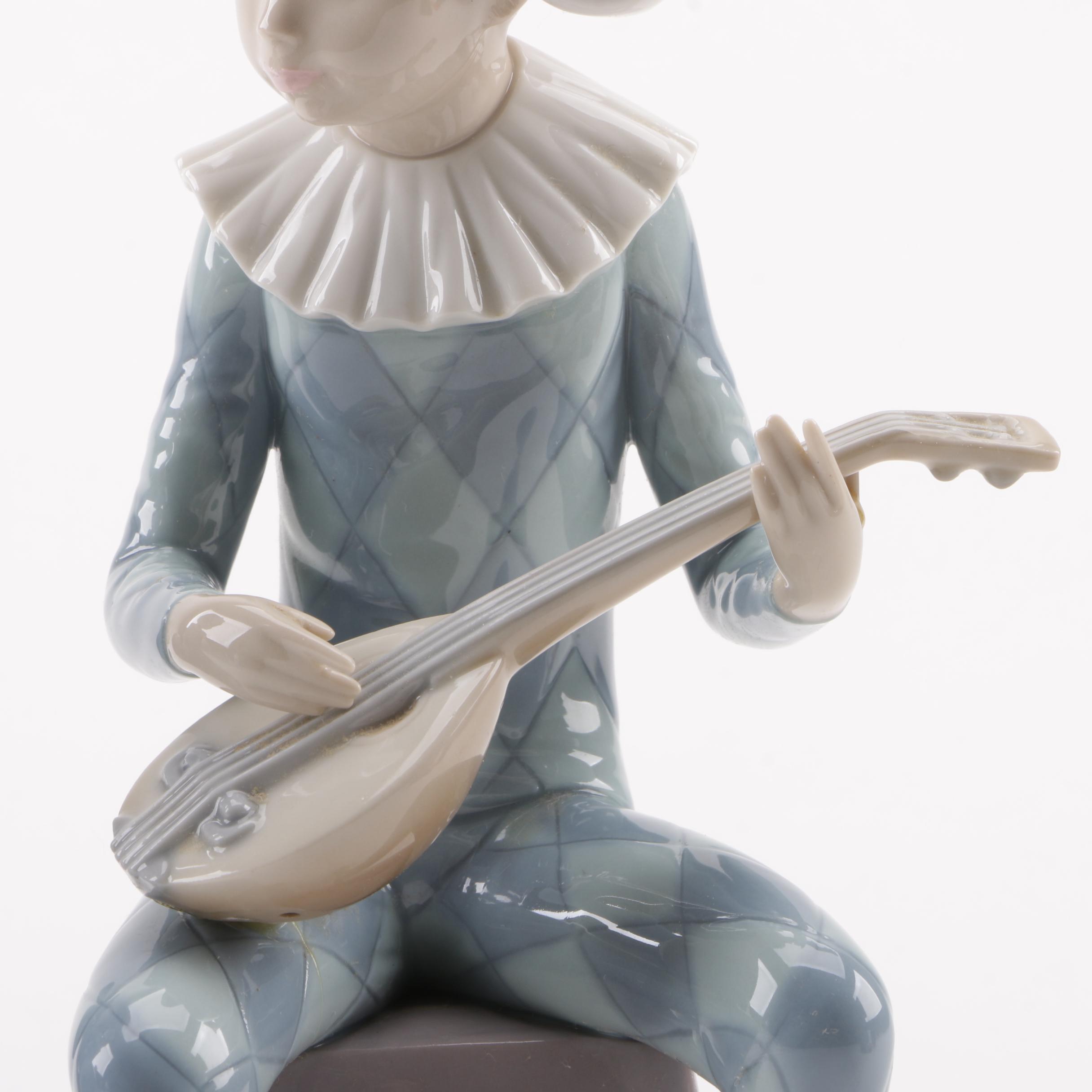 Lladró "Harlequin A" and "Harlequin B" Porcelain Figurines, 1980s