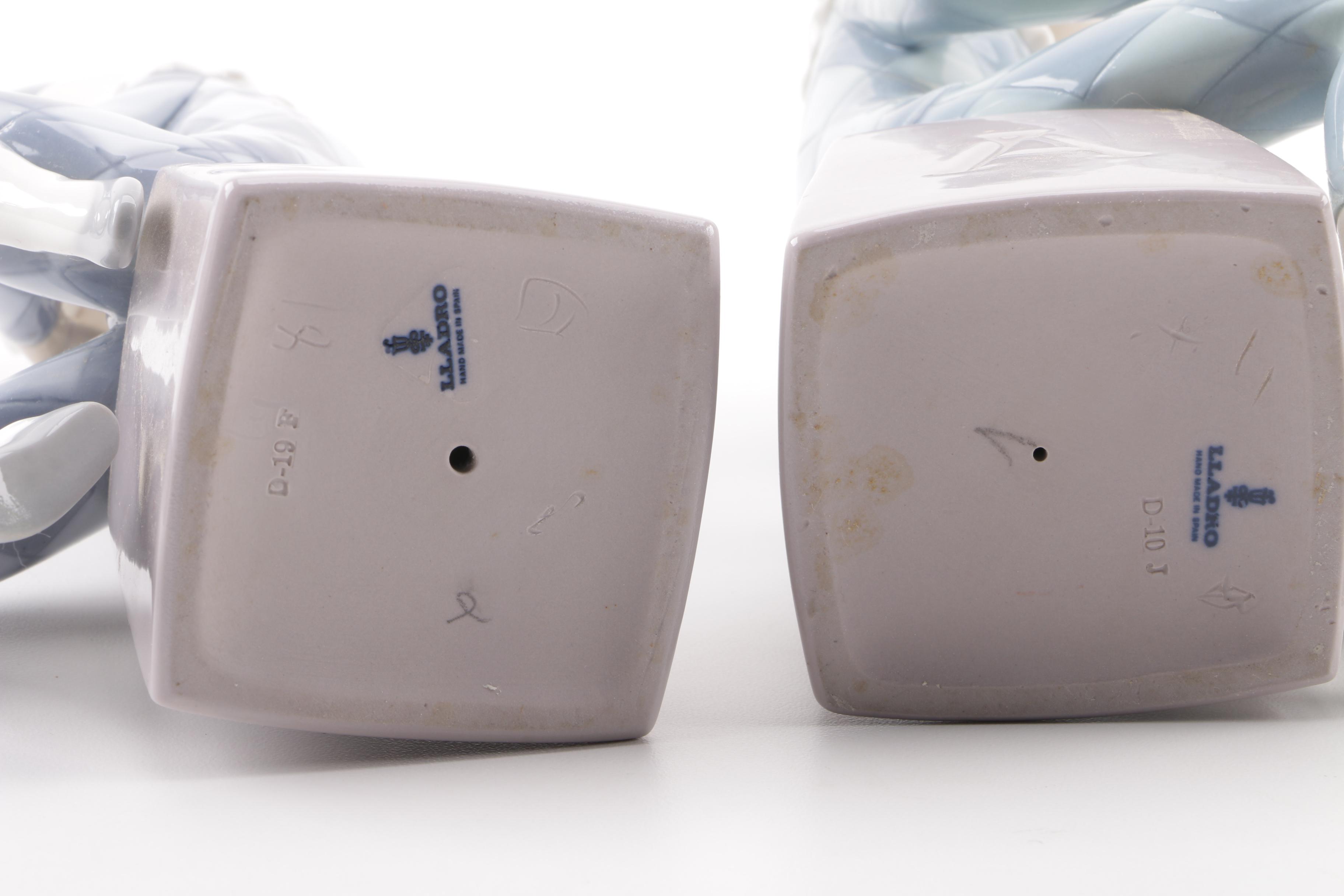 Lladró "Harlequin A" and "Harlequin B" Porcelain Figurines, 1980s