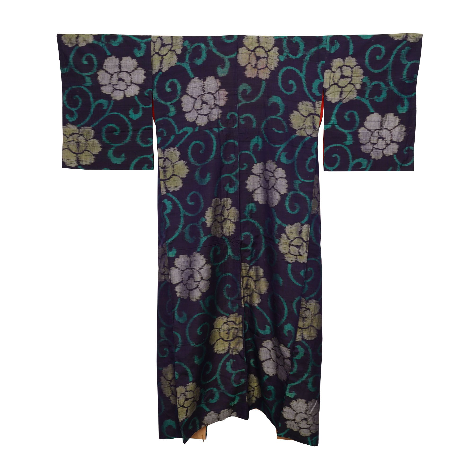 Circa 1925 Vintage Handwoven Ikat Meisen Silk Kimono