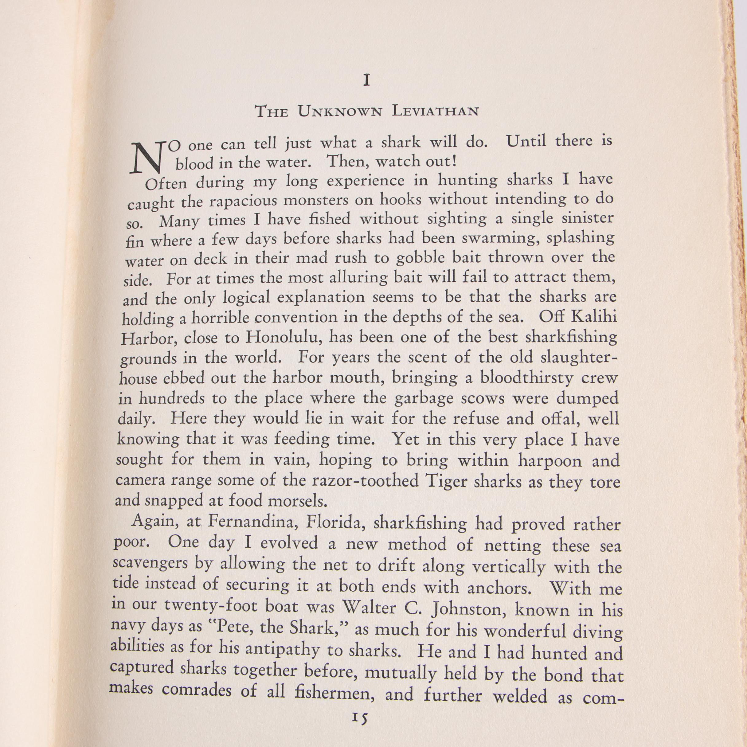 1933 "Shark! Shark!" by Captain William E. Young and Horace S. Mazet