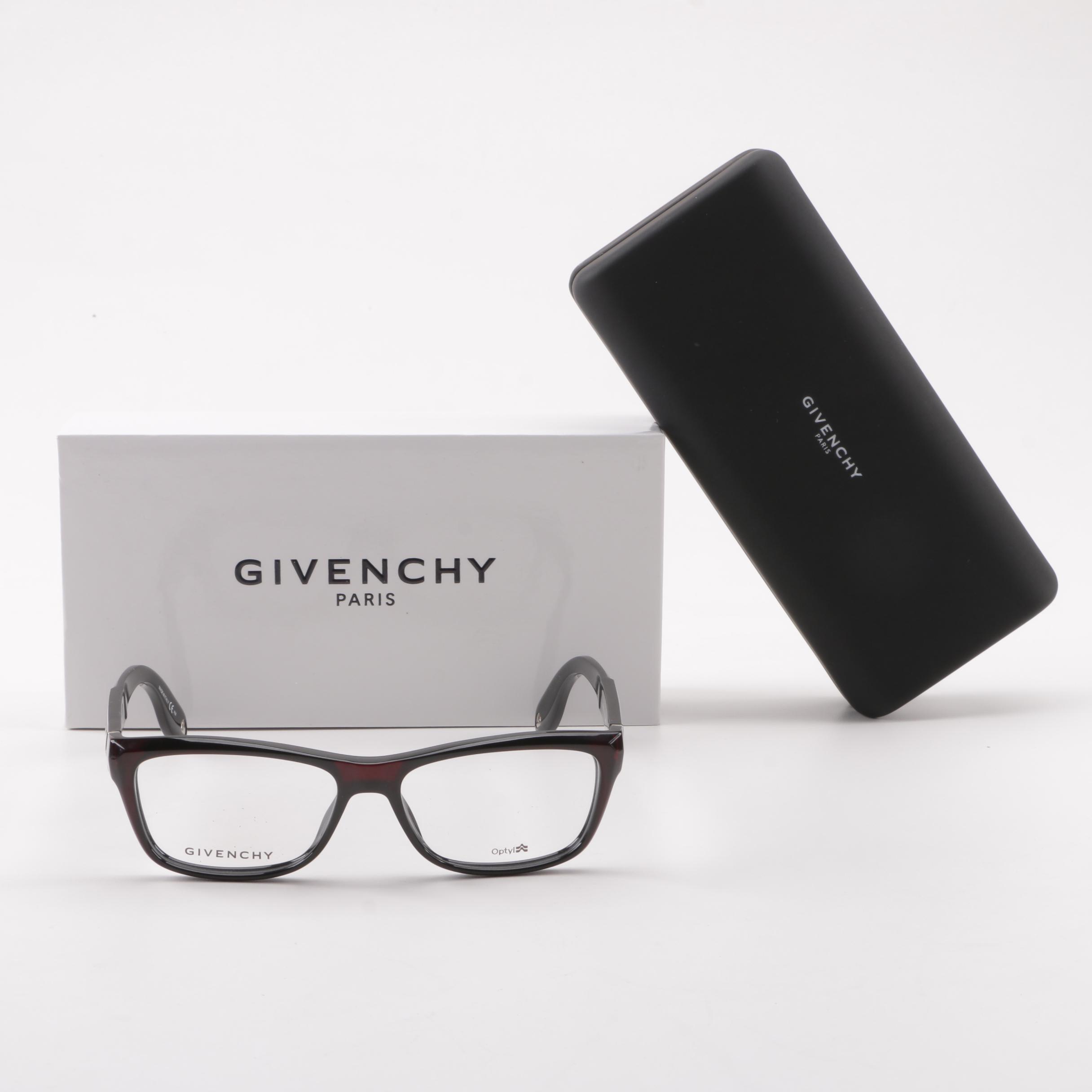 Givenchy Burgundy-Red Framed Eyeglasses