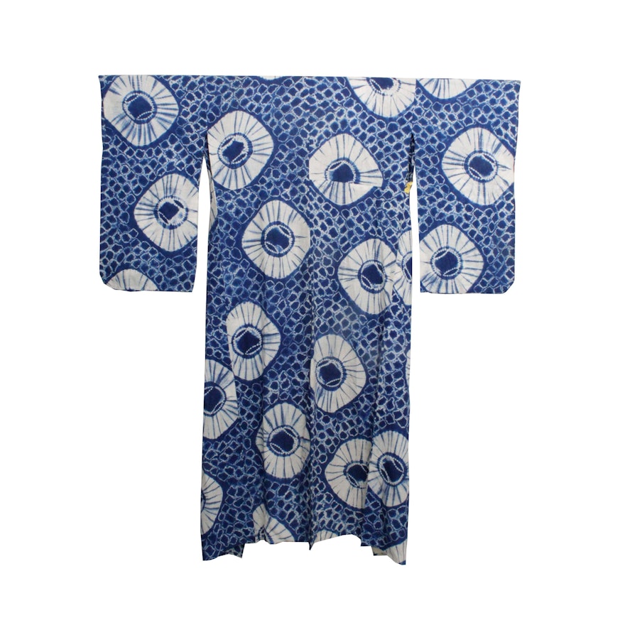Circa 1870 Antique Handwoven Cotton Yukata Kimono