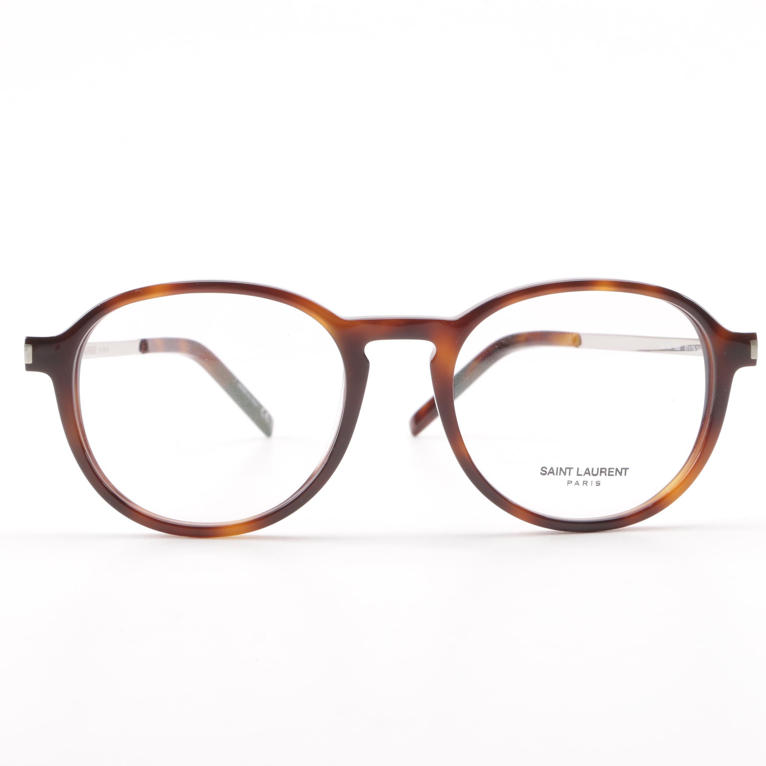 Saint Laurent SL113 Tortoiseshell-Style Eyeglasses with Case