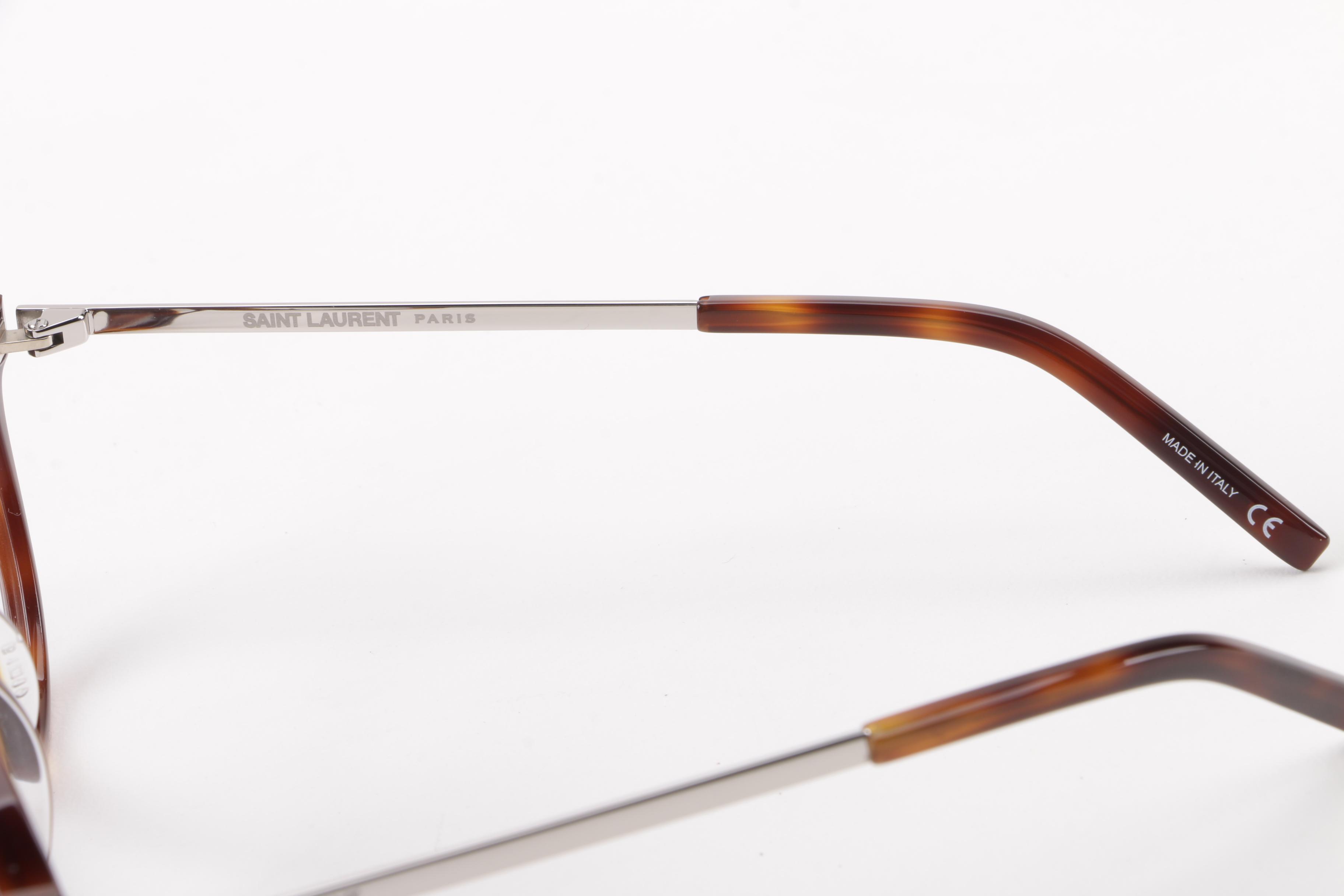 Saint Laurent SL113 Tortoiseshell-Style Eyeglasses with Case