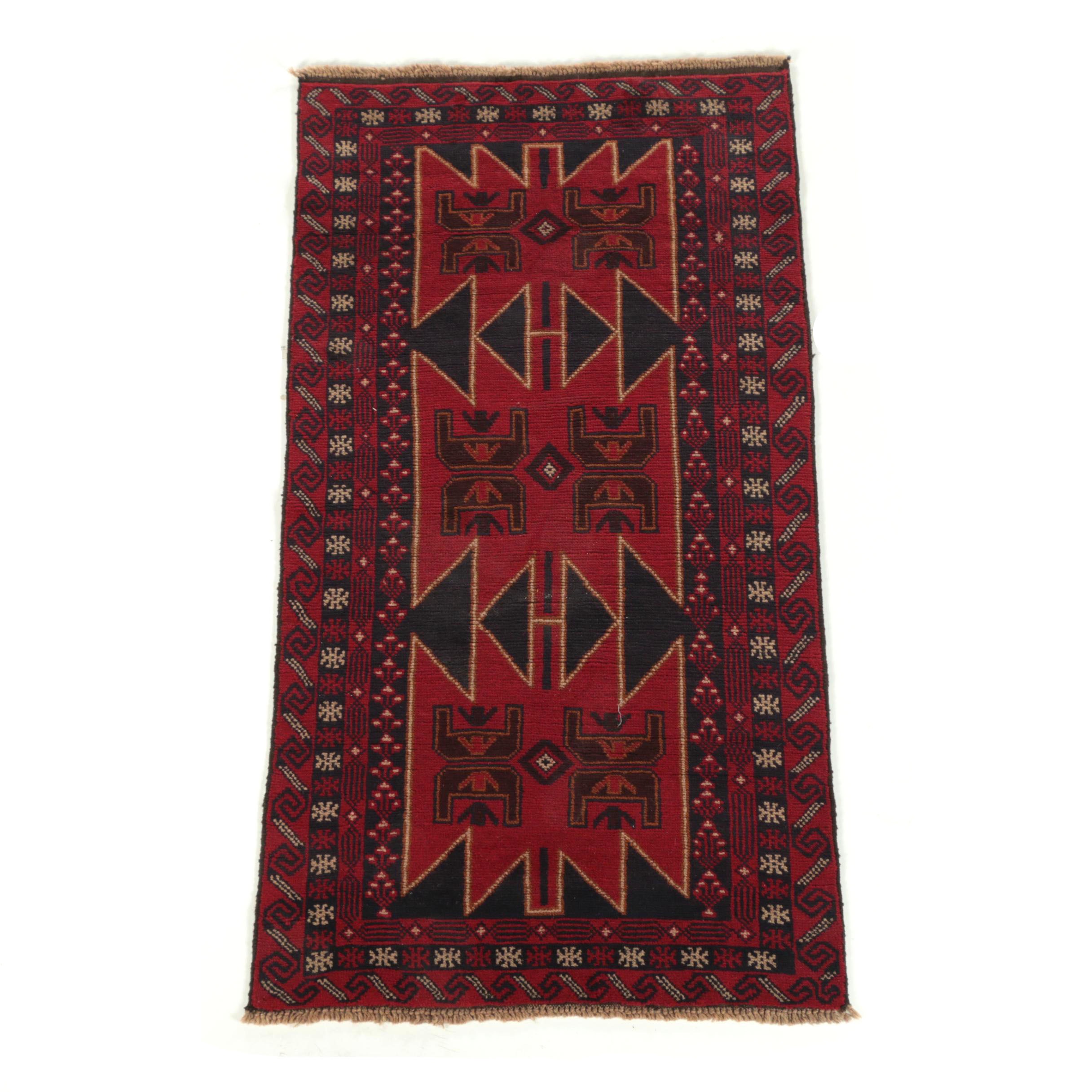 Hand-Knotted Pakistani Baluch Wool Long Rug