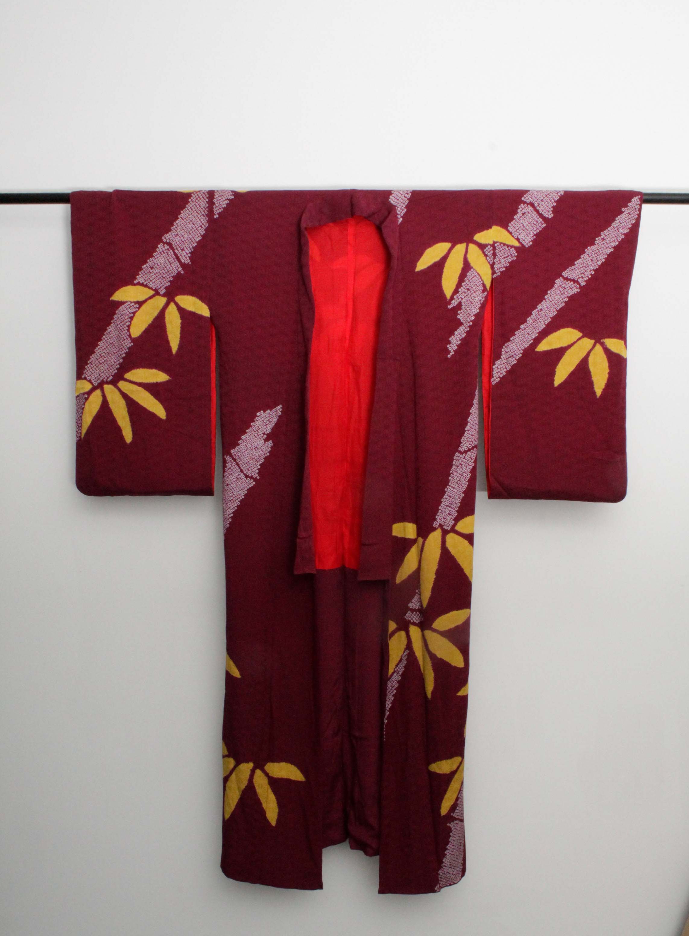 Circa 1900 Handwoven Silk Damask Kofurisode Kimono