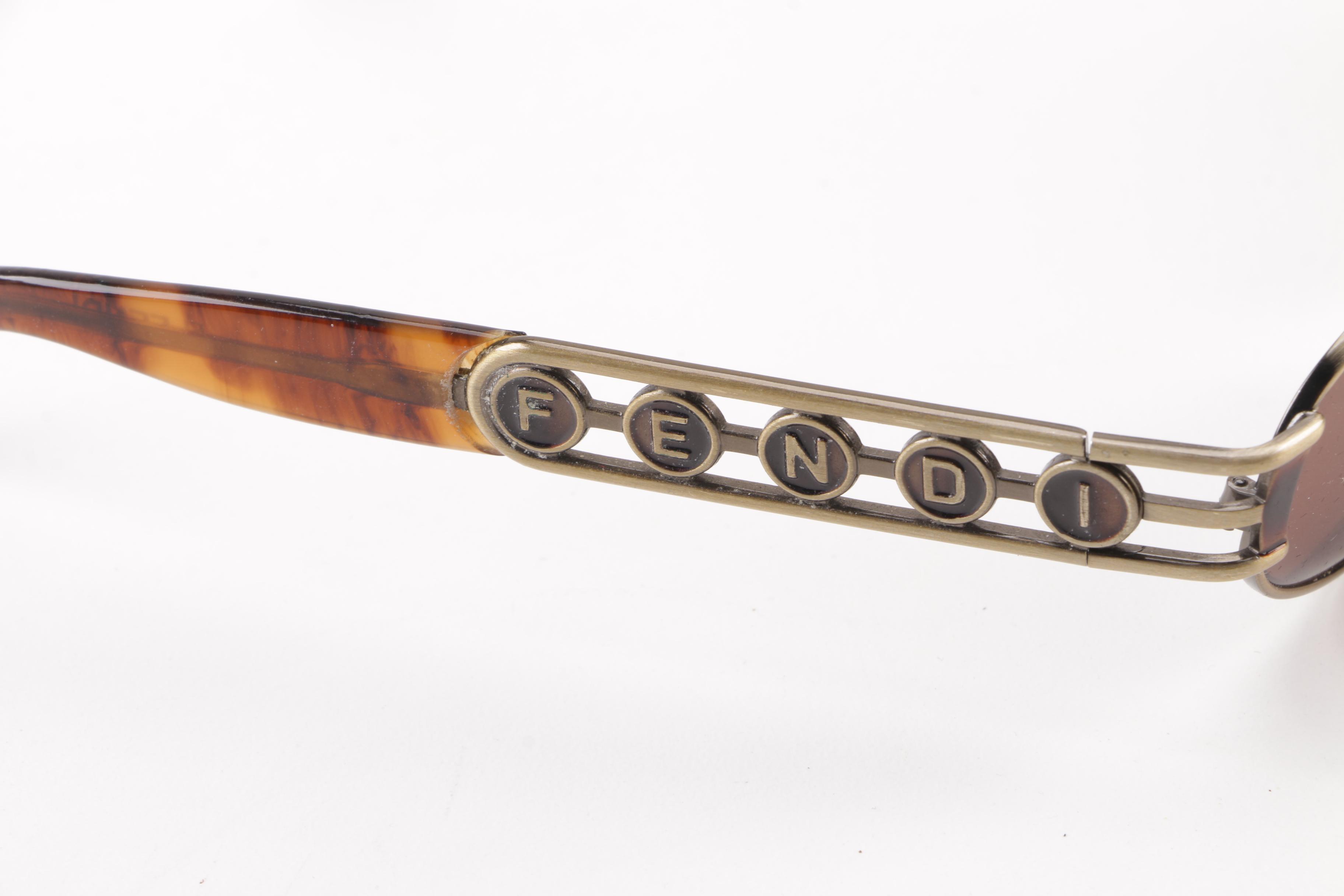 Circa 1980s Vintage Fendi FS 153 Tortoise/Antique Bronze Sunglasses with Cases