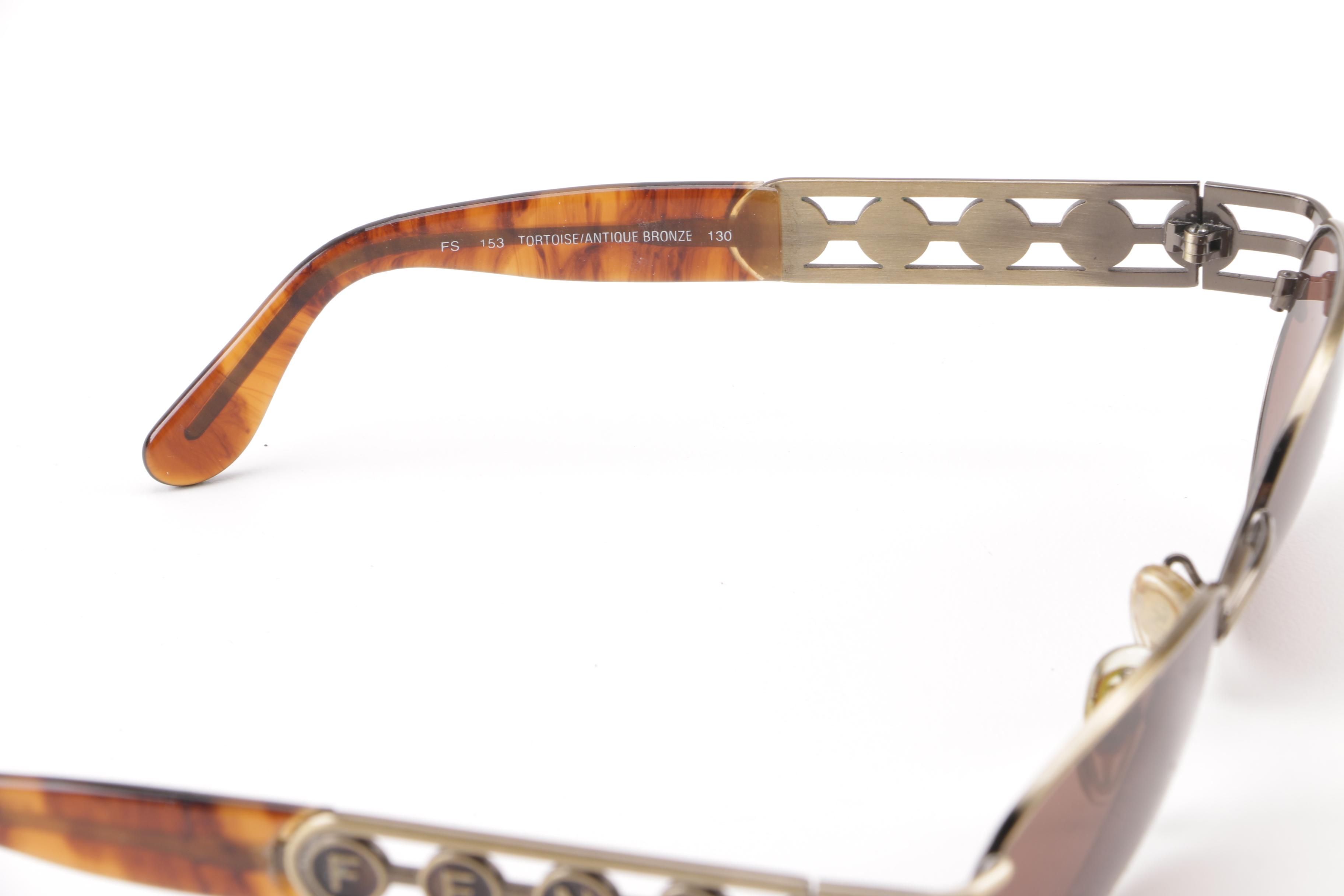Circa 1980s Vintage Fendi FS 153 Tortoise/Antique Bronze Sunglasses with Cases