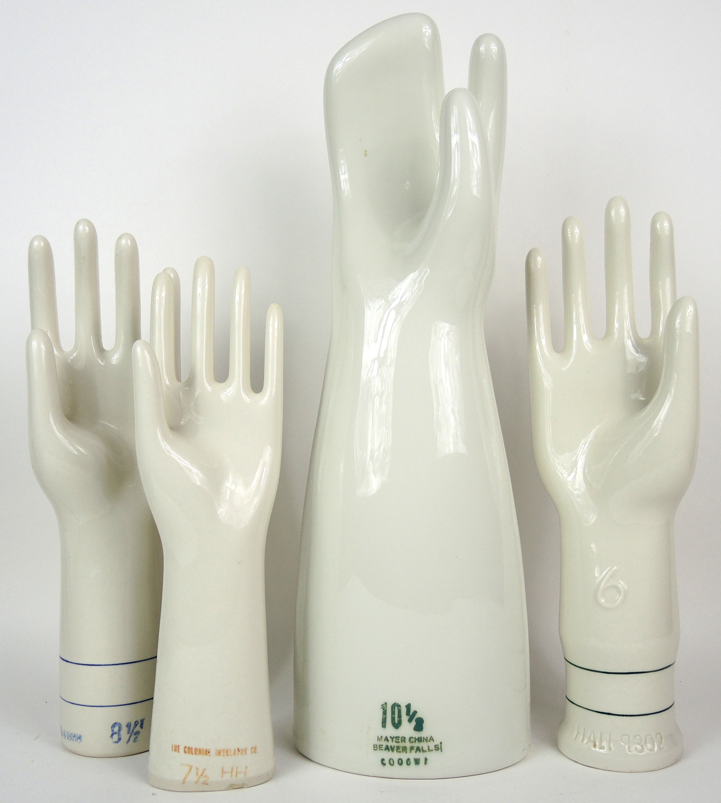 Porcelain Glove Molds, Foot Forms, Darning Eggs and Lace Hook