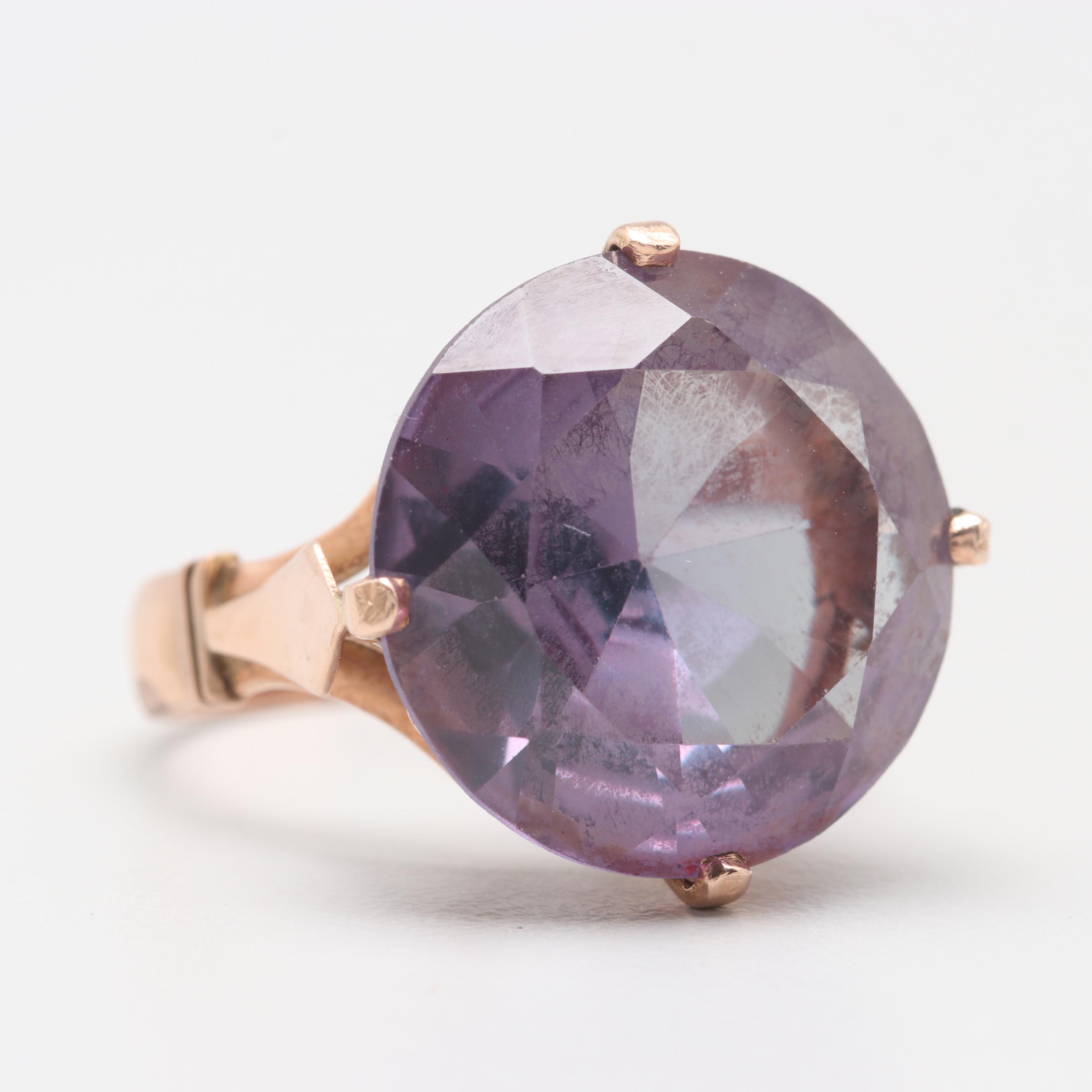 Egyptian 1953 14K Rose Gold Synthetic Color Change SapphireRing