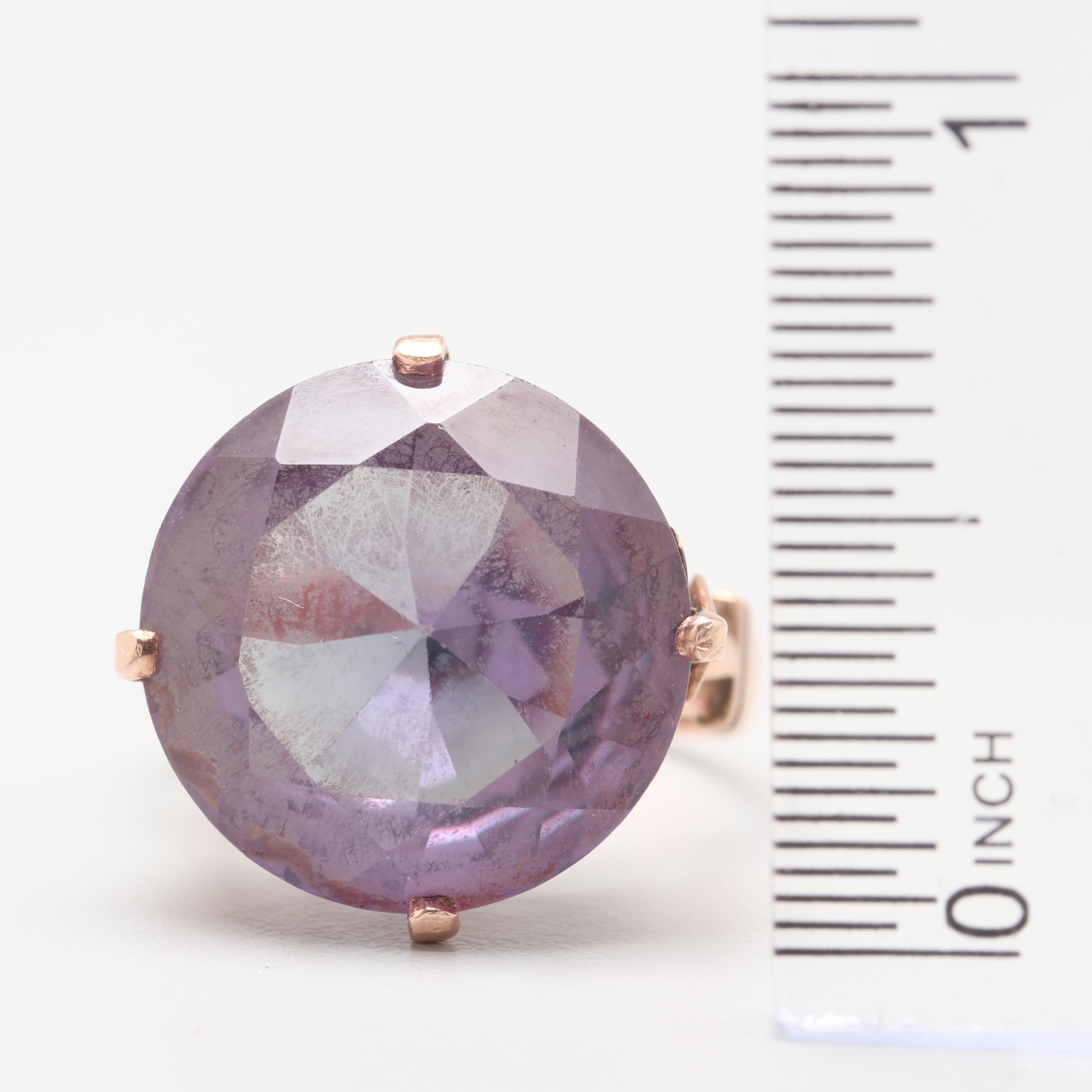 Egyptian 1953 14K Rose Gold Synthetic Color Change SapphireRing