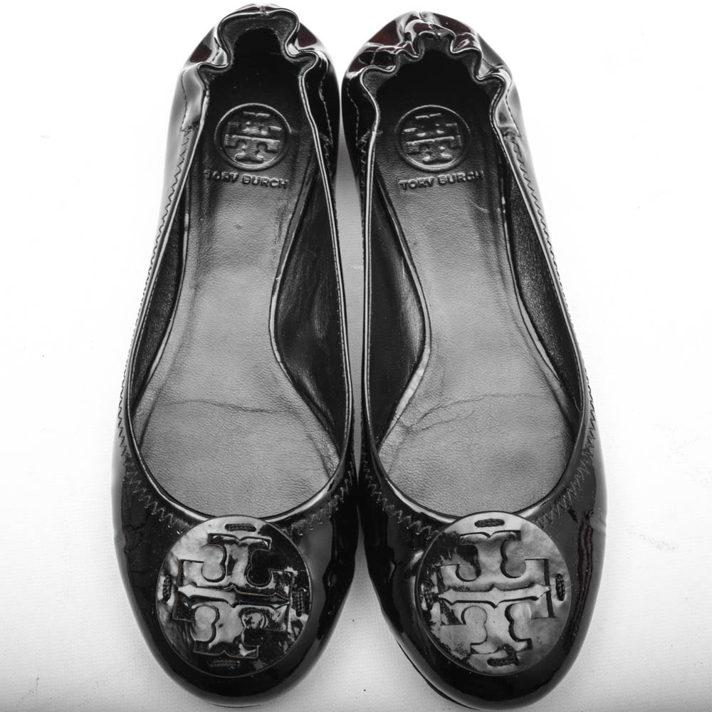 Tory Burch Heidi Black Patent Leather Ballet Flats