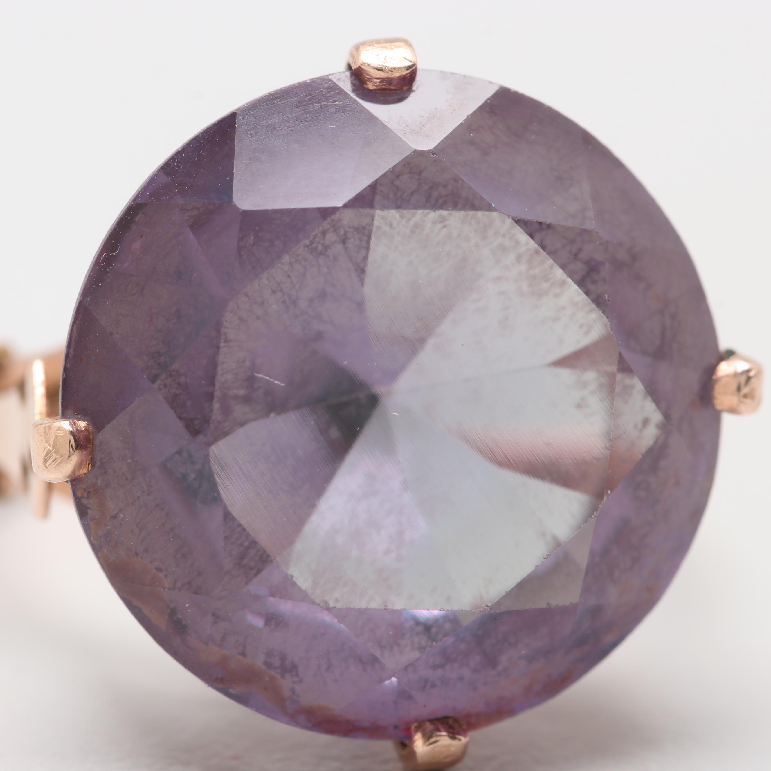 Egyptian 1953 14K Rose Gold Synthetic Color Change SapphireRing