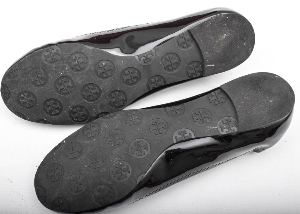 Tory Burch Heidi Black Patent Leather Ballet Flats