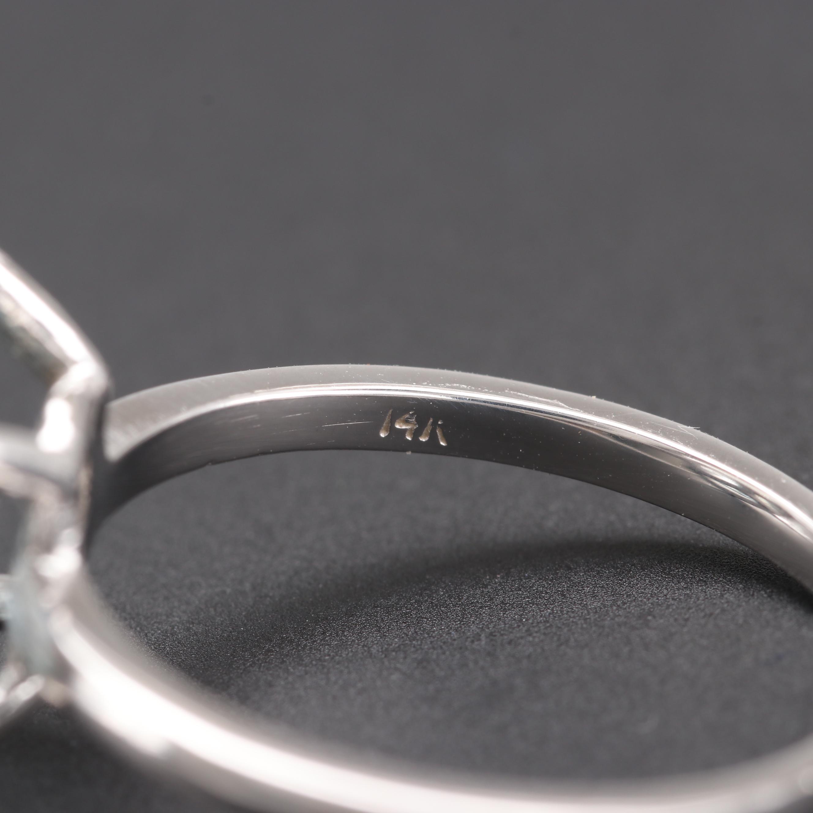 14K White Gold 2.60 CT Aquamarine and Diamond Ring